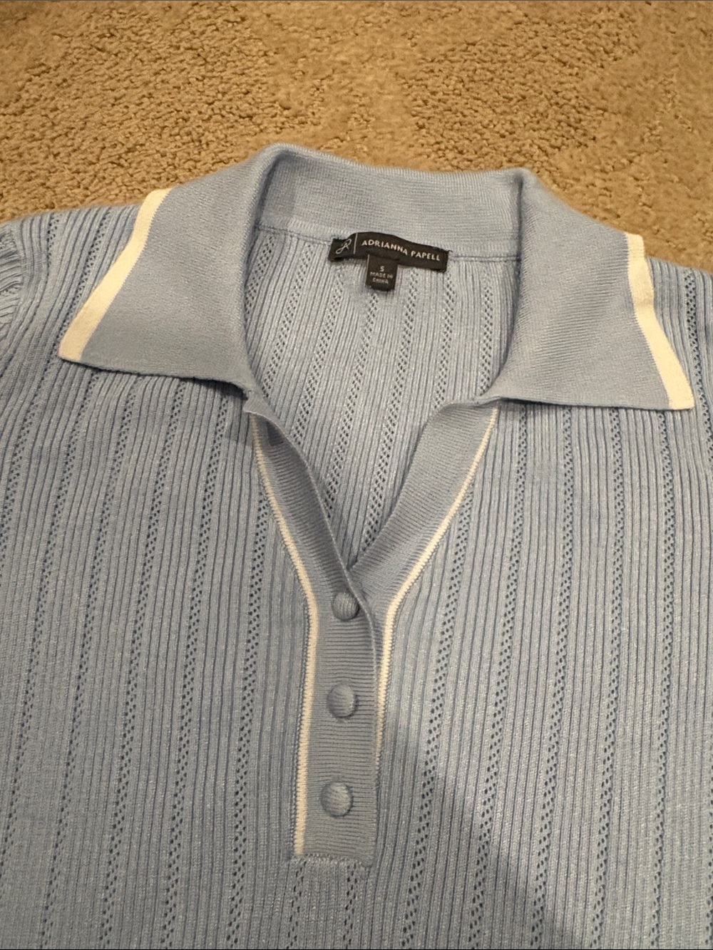 Light Blue Short Sleeve Knit Top/Sweater - Picture 3 of 4